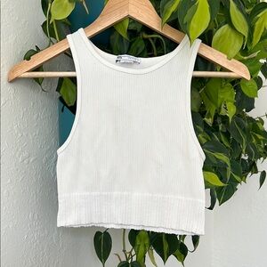 Zara Cream Ribbed Tank Top